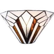 LumiLamp Wandlamp Tiffany  31x16x16 cm  Wit Bruin Metaal Glas Driehoek...