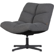 WOOOD Vinny Draaifauteuil - Boucle - Antraciet - 80x75x75