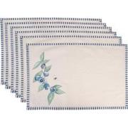 Clayre & Eef Placemats Set van 6  48x33 cm Beige Blauw Katoen Rechthoe...