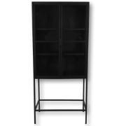 HSM Collection-Vitrinekast Manhattan 2 Deur-80x45x180-Zwart-Metaal/Gla...