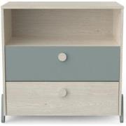 Scandinavische commode 2 laden 1 nis, hout en groen - L73cm - Ilian