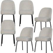 BePureHome Vogue Eetkamerstoelen - Bouclé - Naturel - Set van 6