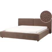 Beliani LINARDS - Tweepersoonsbed-Bruin-Bouclé