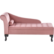 Beliani PESSAC - Chaise longue-Roze-Fluweel