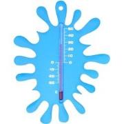 2 stuks - Muurthermometer kunststof blauw splash 15x11,5x0,3 cm