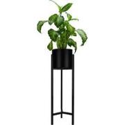 QUVIO Plantenstandaard inclusief pot - 22 x 22 x 75 cm - Metaal - Zwar...