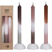 Dip Dye Candles Set 3 st. Pink/Olive