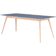 Stafa table houten eettafel whitewash - met linoleum tafelblad smokey ...