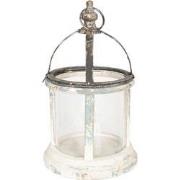 Clayre & Eef Windlicht  Ø 28x46 cm Wit Hout Rond Kaarsenhouder