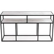 Stalux Side-table 'Teun' 150cm, kleur zwart / wit marmer