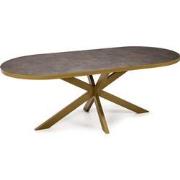 Stalux Plat ovale eettafel 'Noud' 240 x 100, kleur goud / lederlook br...
