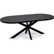 Stalux  Plat ovale eettafel 'Noud' 180 x 100, kleur zwart / zwart marm...