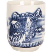 Clayre & Eef Mok  100 ml Beige Blauw Porselein Rond Theemok