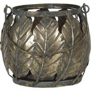 Clayre & Eef Windlicht  17x17x15 cm Koperkleurig Ijzer Rond Bladeren K...