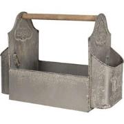 Clayre & Eef Decoratie tuingereedschapskist  50x26x23 cm Grijs Ijzer R...