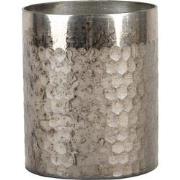 Clayre & Eef Theelichthouder  Ø 11x13 cm Zilverkleurig Glas Rond Waxin...