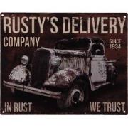 Clayre & Eef Tekstbord Auto 25x20 cm Bruin Ijzer Rustys Delivery Wandb...