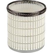 Clayre & Eef Theelichthouder  Ø 8x9 cm Wit Glas Metaal Rond Waxinelich...