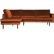 BePureHome Rodeo Hoekbank Links - Velvet - Roest - 85x266x86/213