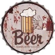 Clayre & Eef Tekstbord  Ø 33 cm Beige Metaal Rond Beer Wandbord