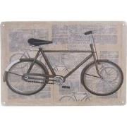 Clayre & Eef Tekstbord  30x20 cm Beige Grijs IJzer Rechthoek Fiets Wan...