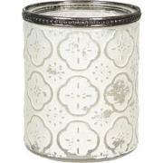 Clayre & Eef Theelichthouder  Ø 9x11 cm Wit Glas Rond Waxinelichthoude...