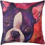 Clayre & Eef Kussenhoes  43x43 cm Rood Paars Polyester Vierkant Hond S...