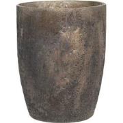 Clayre & Eef Theelichthouder  Ø 9x11 cm Bruin Grijs Glas Rond Waxineli...