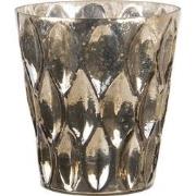 Clayre & Eef Theelichthouder  Ø 9x11 cm Goudkleurig Glas Rond Waxineli...