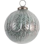 Clayre & Eef Kerstbal  Ø 10 cm Turquoise Glas Rond Kerstboomversiering
