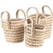 Clayre & Eef Opbergmand Set van 3  Ø21x20 cm Beige Bruin Zeegras Rond ...