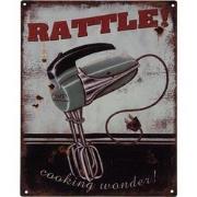 Clayre & Eef Wanddecoratie  20x25 cm Grijs Wit Ijzer Rattle Muurdecora...