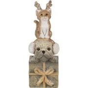 Clayre & Eef Beeld Dieren 5x5x13 cm Bruin Wit Polyresin Dieren Kerstde...