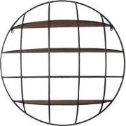 Clayre & Eef Wandrek  91x20 cm Zwart Bruin Ijzer Hout Rond Muurrek