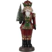 Clayre & Eef Beeld Notenkraker 13x10x32 cm Rood Polyresin Kerstdecorat...