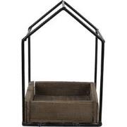 Clayre & Eef Bloempot  15x15x23 cm Bruin Hout Metaal Vierkant Bloempot...