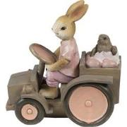 Clayre & Eef Beeld Konijn 13x7x12 cm Roze Beige Polyresin Woonaccessoi...