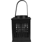 Clayre & Eef Windlicht  19x19x25 cm Zwart Bamboe Vierkant Kaarsenhoude...