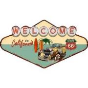 Clayre & Eef Wanddecoratie  49x27 cm Groen Rood Ijzer Welcome to Calif...