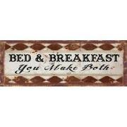 Clayre & Eef Tekstbord  36x13 cm Bruin Wit Ijzer Rechthoek Bed&Breakfa...