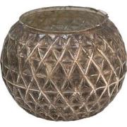 Clayre & Eef Theelichthouder  Ø 17x14 cm Zilverkleurig Glas Waxinelich...