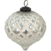 Clayre & Eef Kerstbal  Ø 12 cm Zilverkleurig Glas Kerstdecoratie