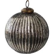 Clayre & Eef Kerstbal  Ø 10 cm Zwart Zilverkleurig Glas Rond Kerstdeco...