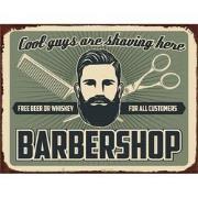 Clayre & Eef Tekstbord  33x25 cm Groen Ijzer Barber Wandbord