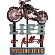 Clayre & Eef Tekstbord  46x60 cm Blauw Ijzer Motor Life Quotes Wandbor...