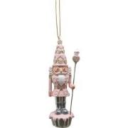 Clayre & Eef Kersthanger Notenkraker 11 cm Roze Kunststof Kerstdecorat...