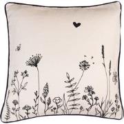 Clayre & Eef Kussenhoes  40x40 cm Beige Zwart Katoen Bloemen Sierkusse...