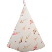Clayre & Eef Theedoek  Ø 80 cm Beige Roze Katoen Rond Ijsjes Keukenhan...