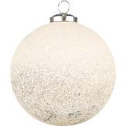 Clayre & Eef Kerstbal  Ø 12 cm Beige Glas Metaal Kerstdecoratie