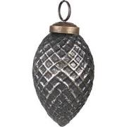 Clayre & Eef Kerstbal  Ø 4 cm Zwart Zilverkleurig Glas Metaal Kerstdec...